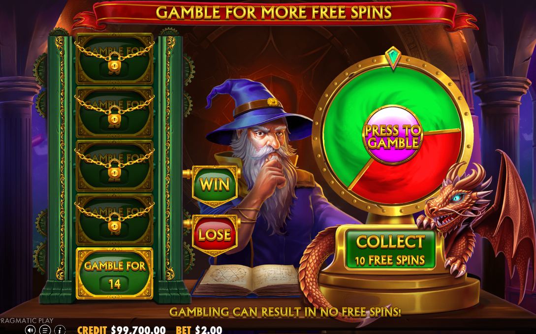 Bonusläge med symbolen Merlin the wizard synlig